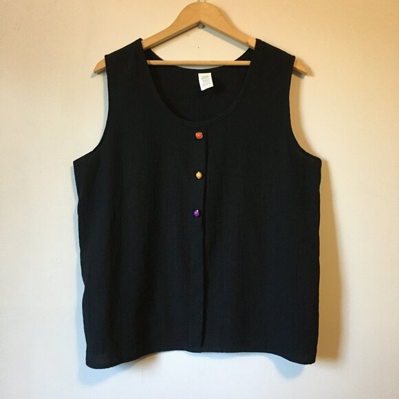 Vintage Tops - Best Connection Vintage 90s Rayon Sunset Button Tank XL Made in USA German